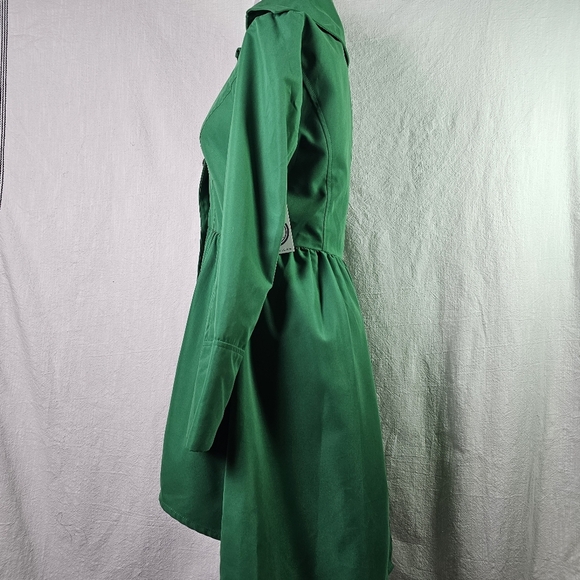 NWT She Reigns Womens Rain Coat Sz S Green Water Repellant Hi Low USA - Picture 4 of 16